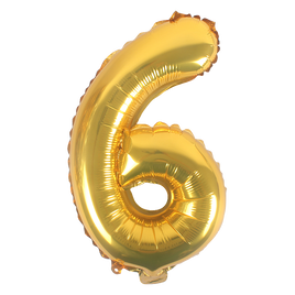 16" Number 6, Gold Foil Balloon