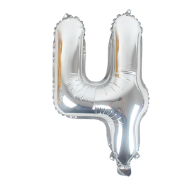 16" Number 4, Silver Foil Balloon