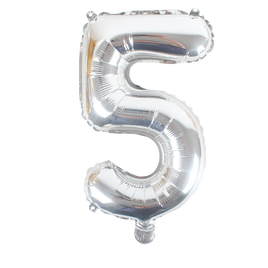 16" Number 5, Silver Foil Balloon