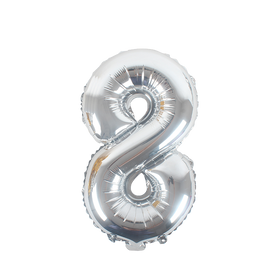 16" Number 8, Silver Foil Balloon